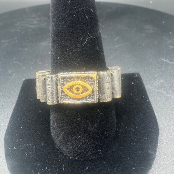 KARMA AND LUCK - Protective Shield Evil Eye Mantra Stretch Ring - Picture 3 of 6